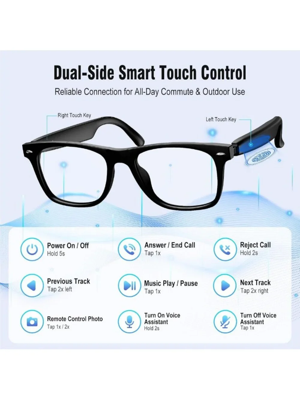 Audio Photochromic Smart Glasses for Men & Women - Translation & Music Features